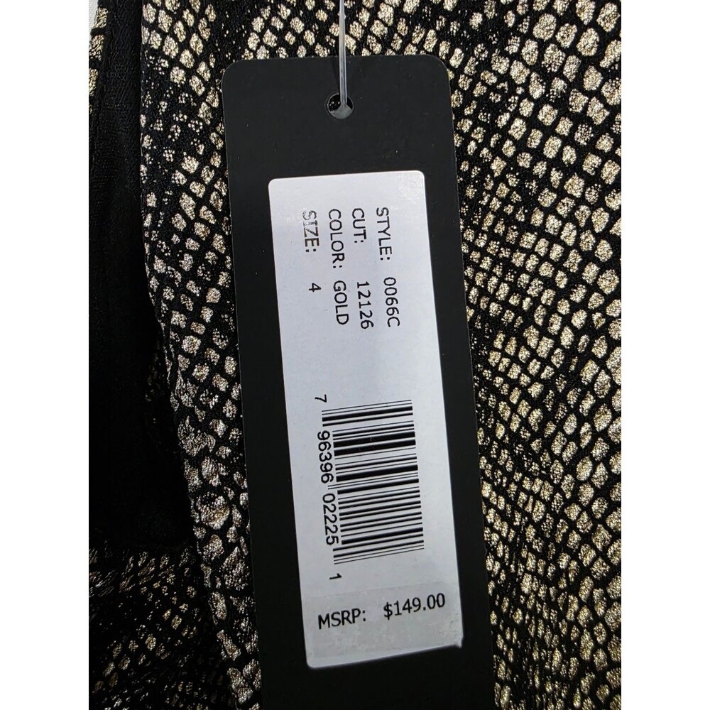 bebe Snake Print Midi Dress STYLE 0066C Size 4 Gold Halter Cutout Waist - Picture 7 of 7